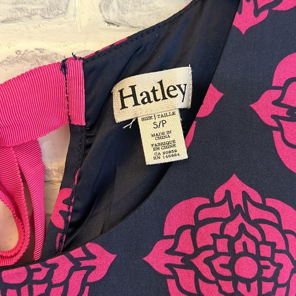 Anthropologie Hatley Women's Small Fuchsia Navy Blue Floral Trapeze Dress Flowy - Picture 7 of 8